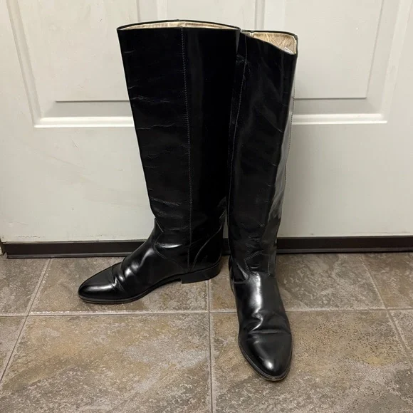Charles David Black Vintage Italian Leather Boots - Picture 2 of 12